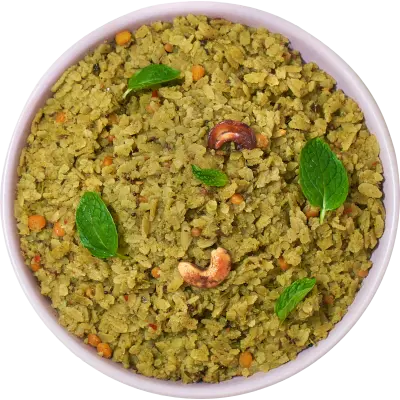 [Rice flakes with mint] Mint Poha 